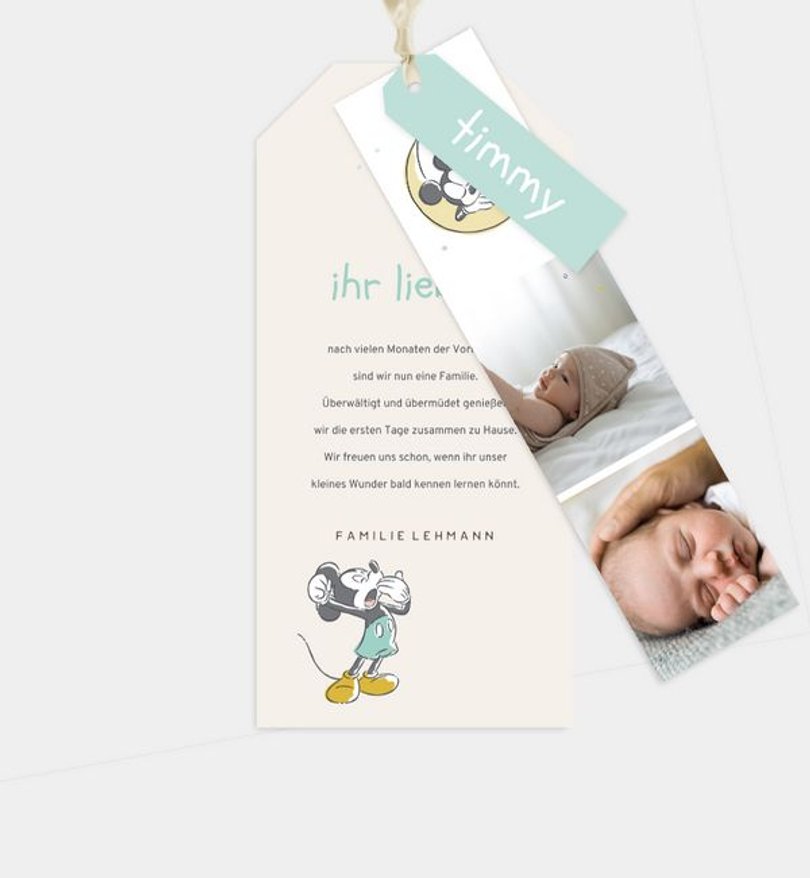 Geburtsanzeige Geburt Micky Maus · Sleepy