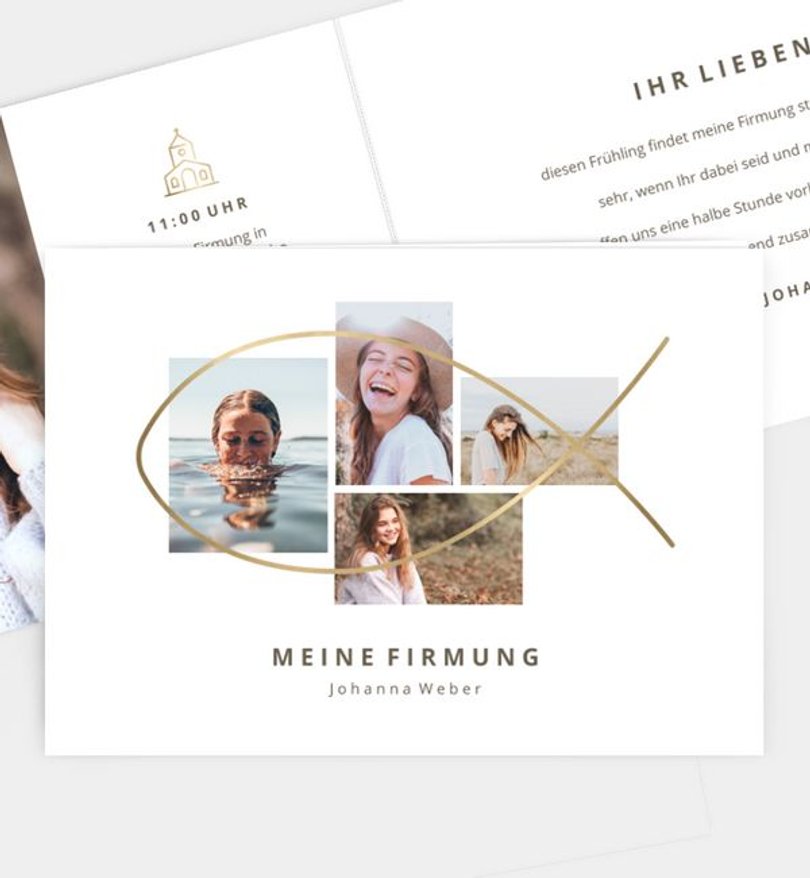 Einladungskarte Firmung Fish Outline