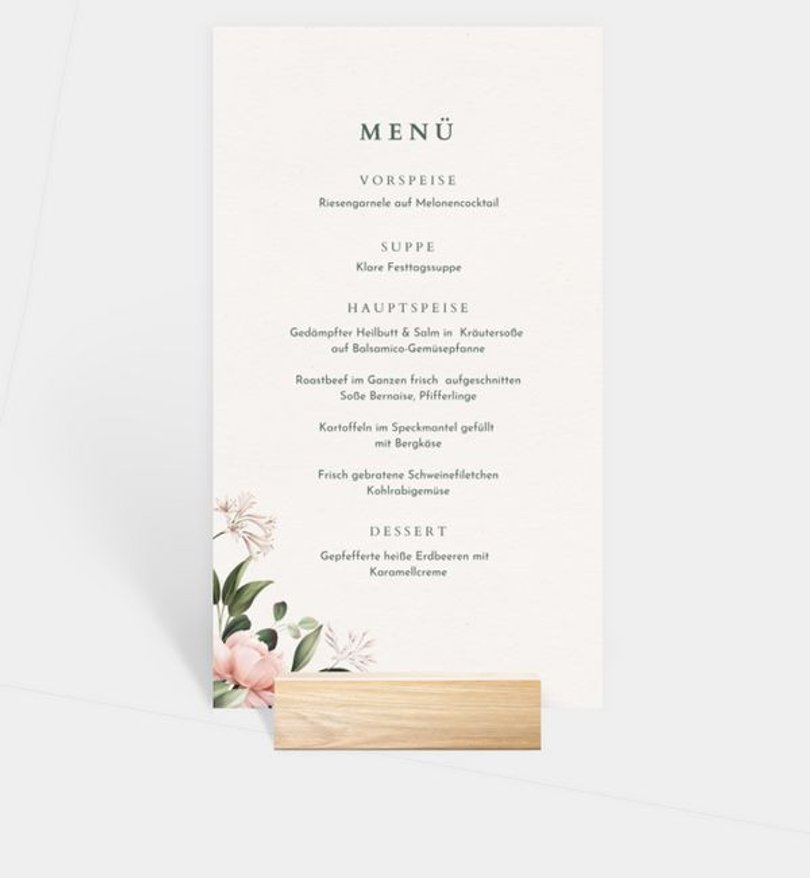 Menükarte Hochzeit Flower Arc · Crafty