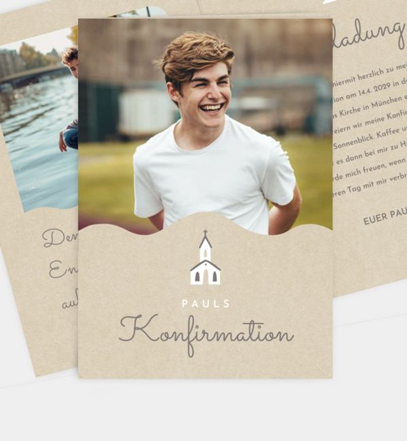 Einladungskarte Konfirmation Goldene Kirche