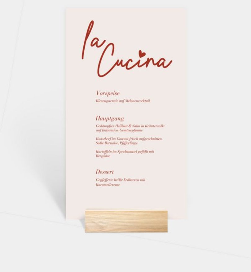 Menükarte Hochzeit Amore