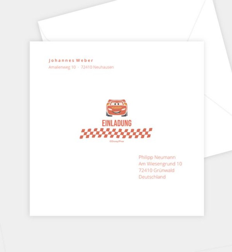 Briefumschlag Kindergeburtstag Cars · All About Cars