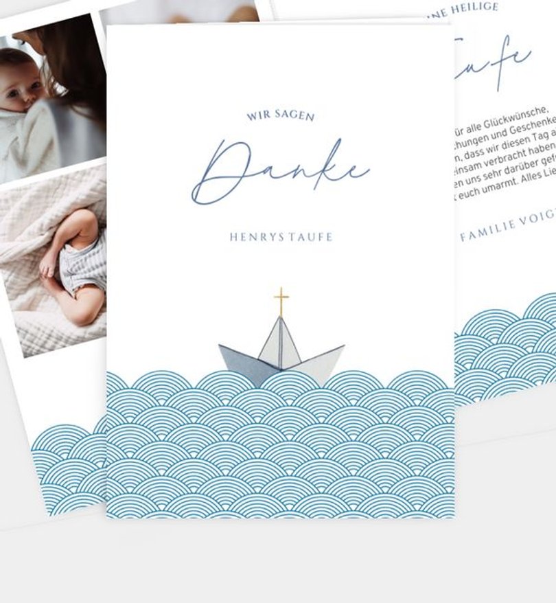 Dankeskarte Taufe Little Boat