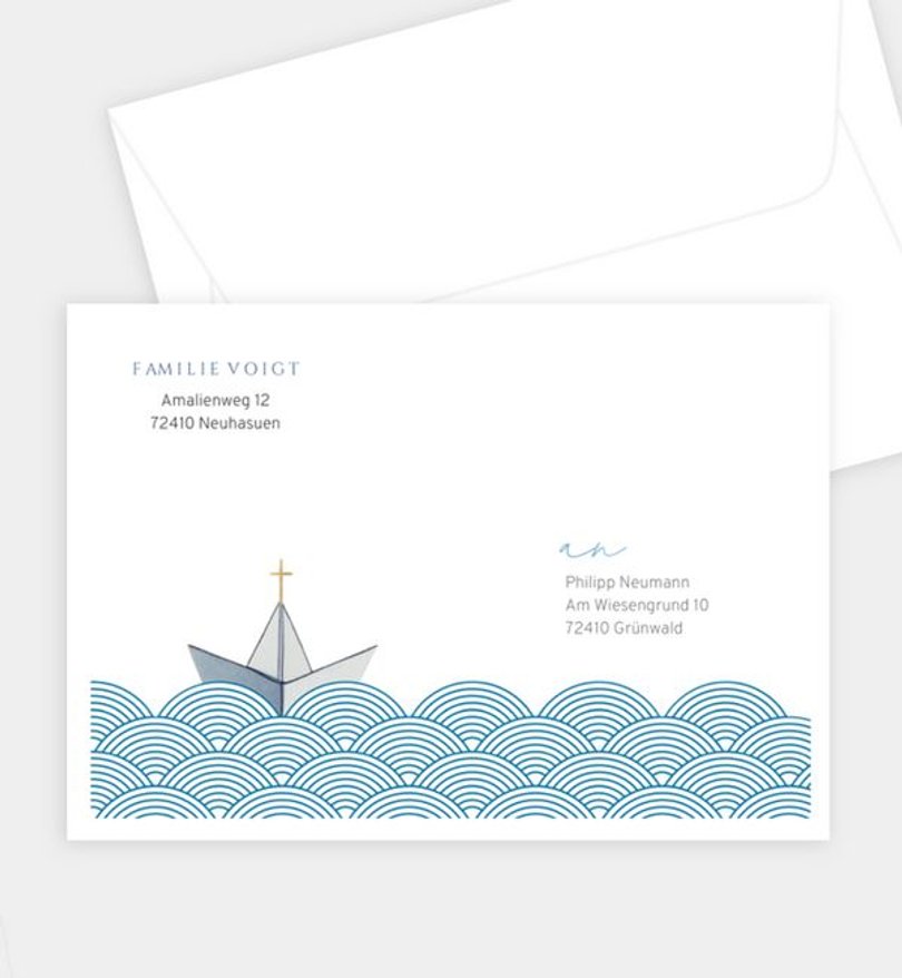 Briefumschlag Taufe Little Boat