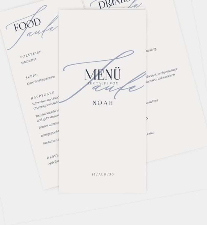 Menükarte Taufe Dynamic elegance