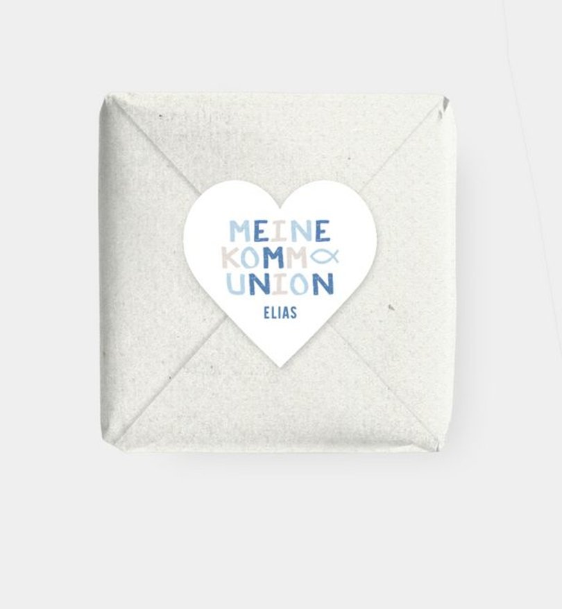 Geschenkaufkleber Kommunion Himmlische Grüße