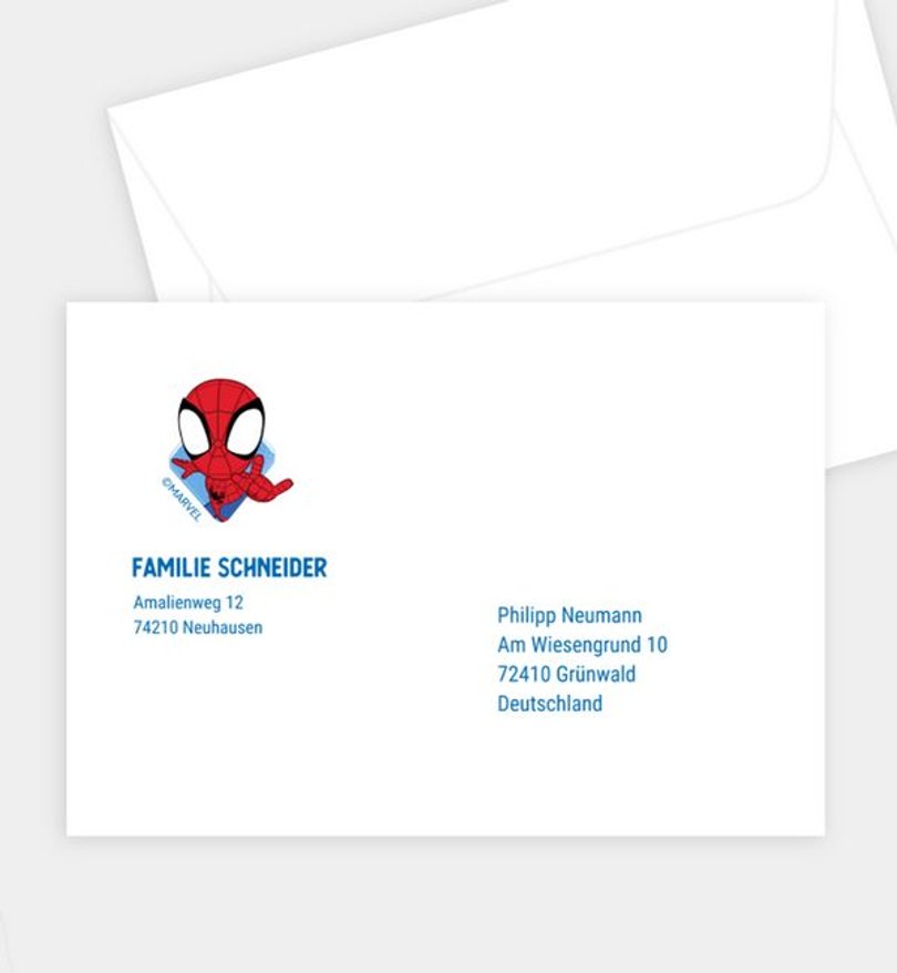 Briefumschlag Kindergeburtstag Spidey · Team Up