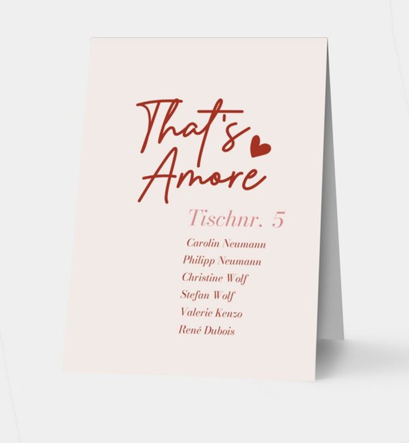 Gruppentischkarte Hochzeit Amore