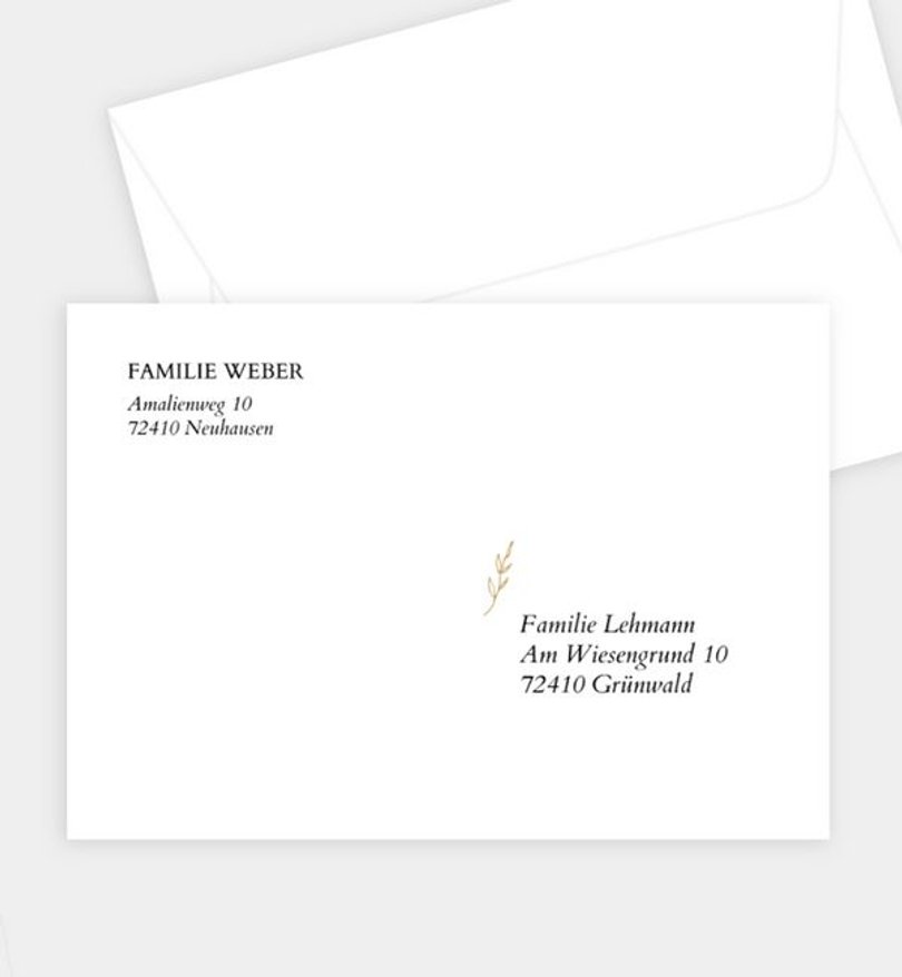 Briefumschlag Taufe Goldener Tag