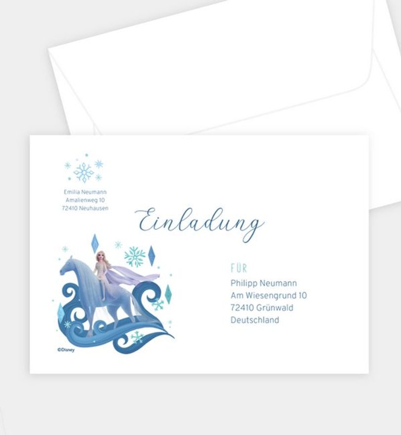 Briefumschlag Kindergeburtstag Frozen · Icy Adventure