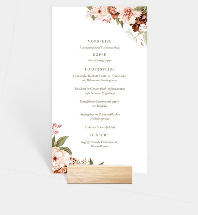 Menükarte Hochzeit Opulent Floral