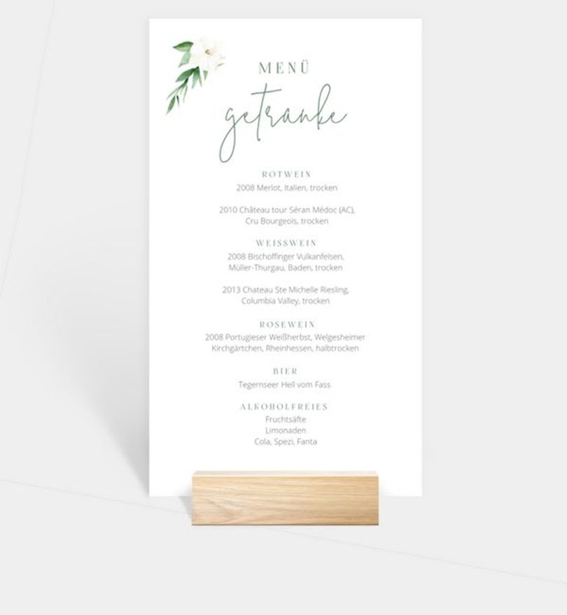 Menükarte Hochzeit Lovely Green
