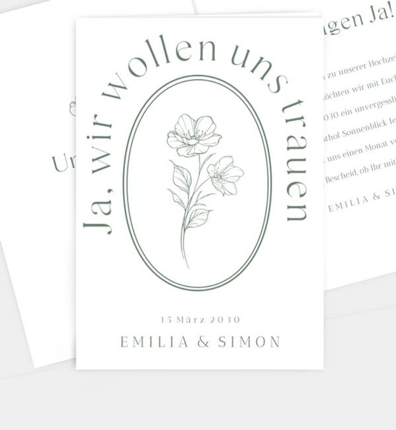 Einladungskarte Hochzeit Vintage Flower