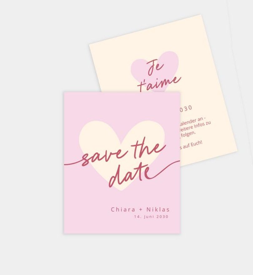 Save-The-Date Karte Hochzeit Heart of Sweets