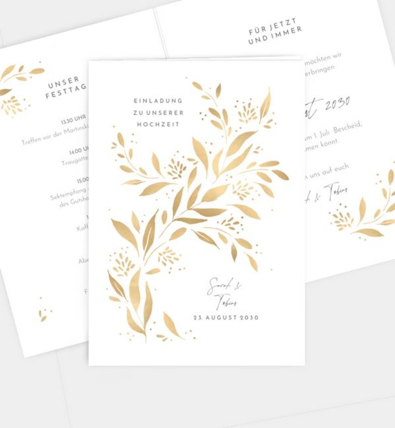 Einladungskarte Hochzeit Goldregen