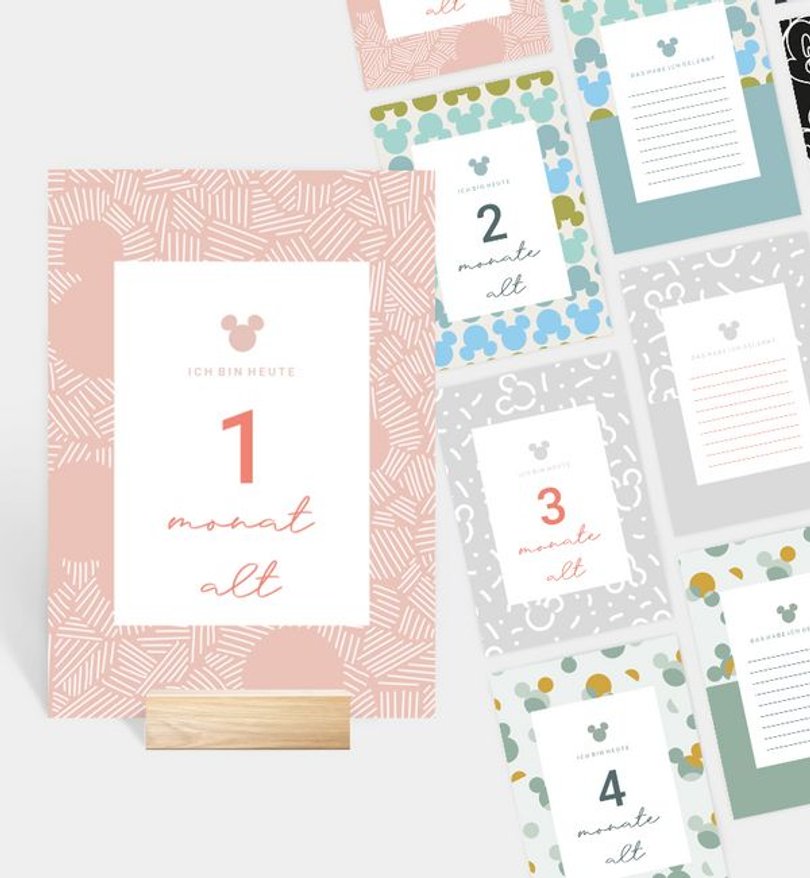 Meilenstein Karte Geburt Micky Maus · Oh Joy