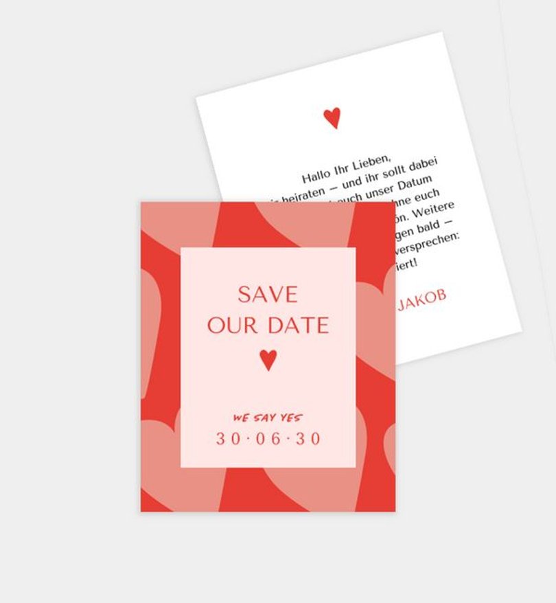 Save-The-Date Karte Hochzeit Red Love