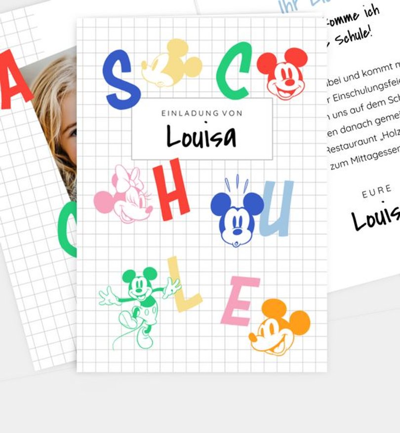 Einladungskarte Einschulung Micky Maus · Happy Pattern