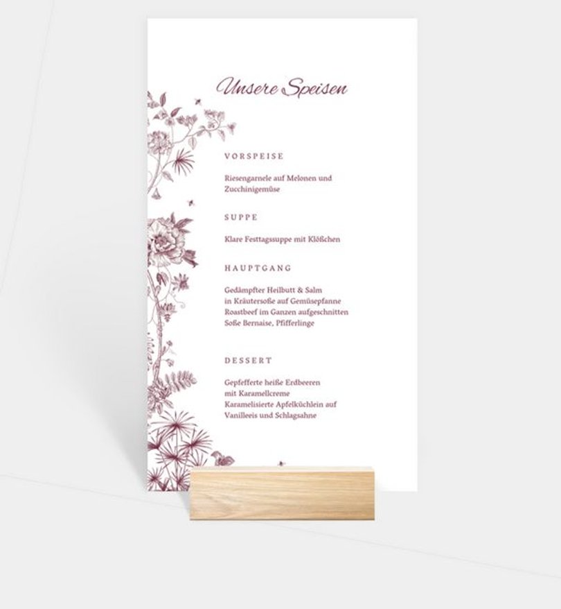 Menükarte Hochzeit Classic Blue