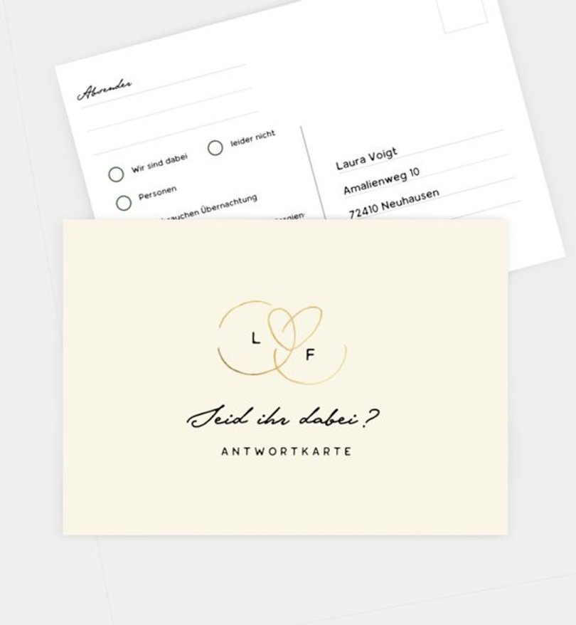 Antwortkarte Hochzeit Ewiges Herzgold