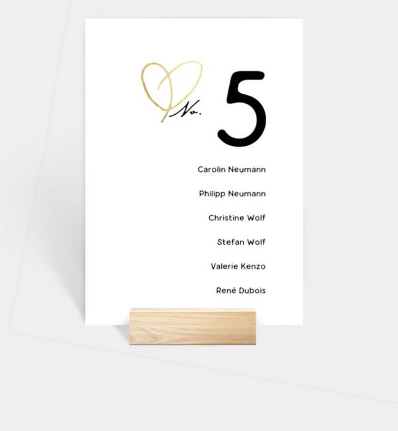 Gruppentischkarte Hochzeit Ewiges Herzgold