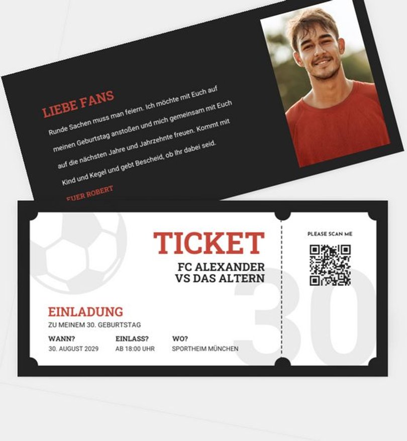 Einladungskarte Geburtstag Soccer Ticket