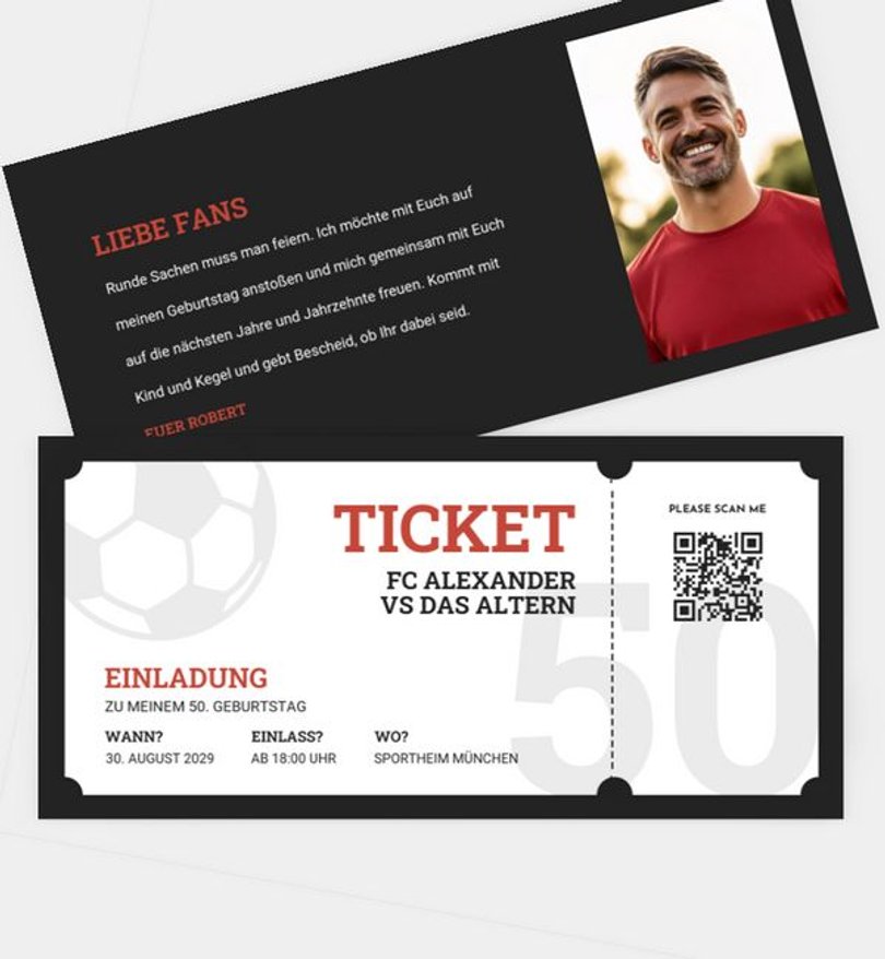 Einladungskarte Geburtstag Soccer Ticket