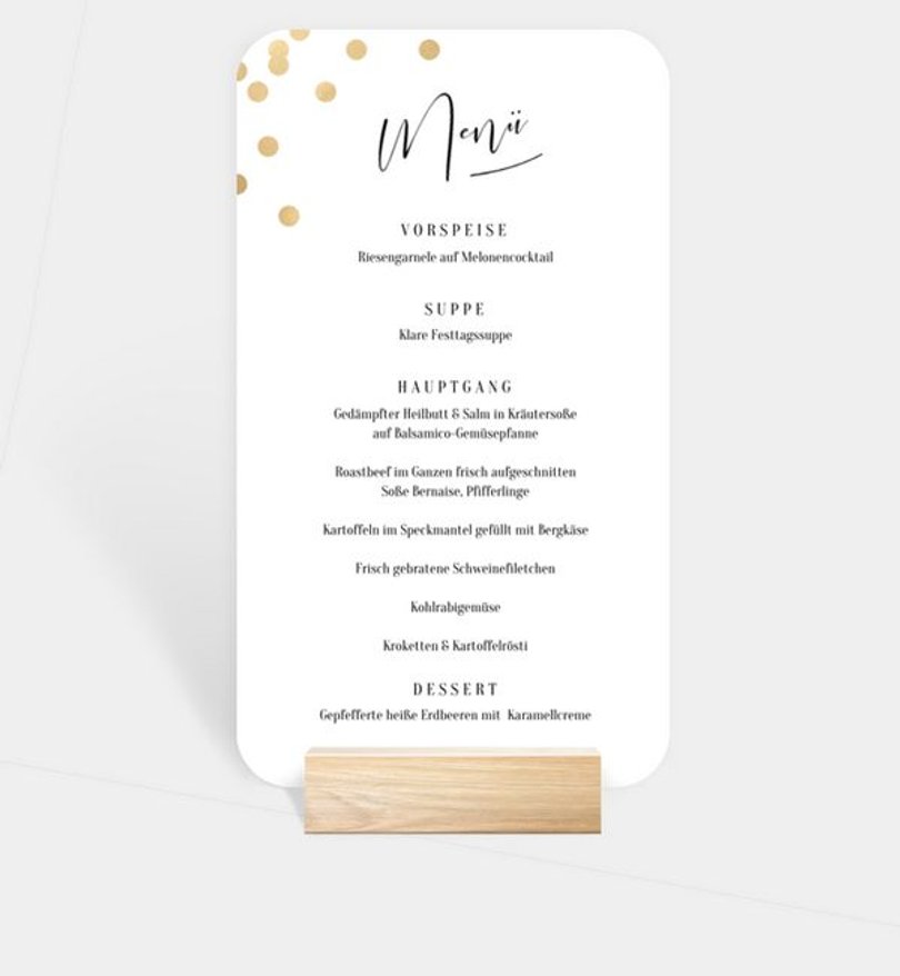 Menükarte Hochzeit Confetti Love