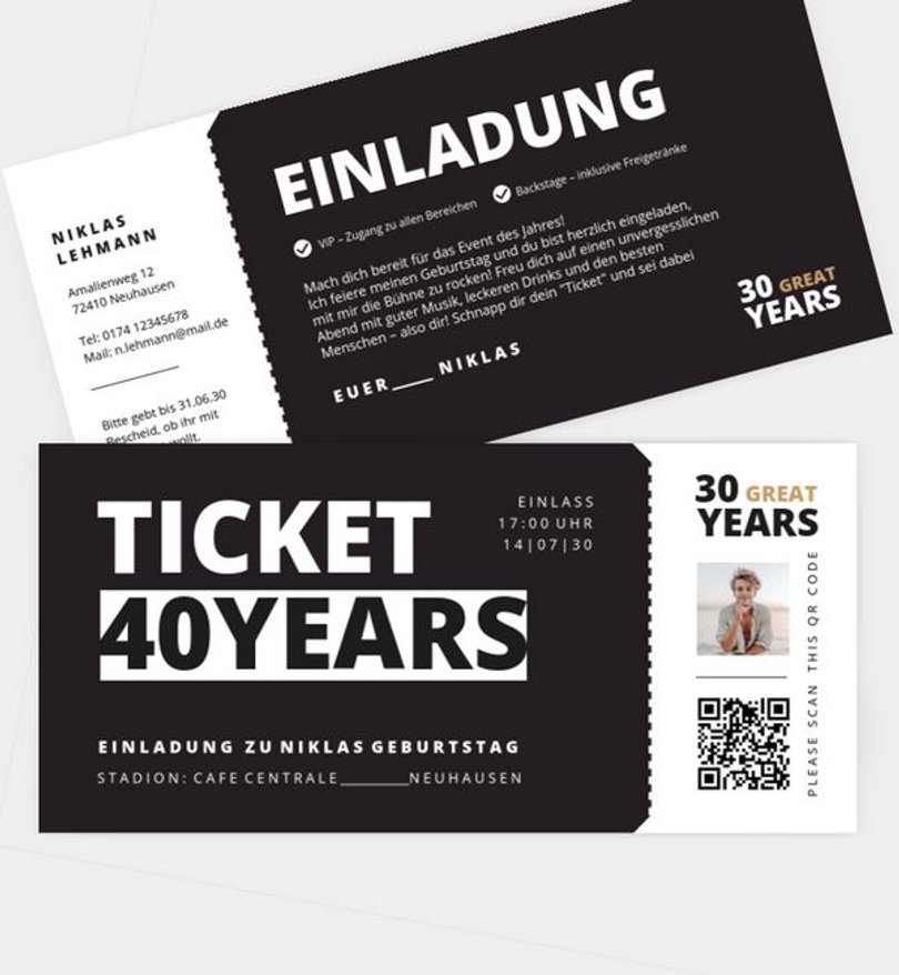 Einladungskarte Geburtstag Party Ticket