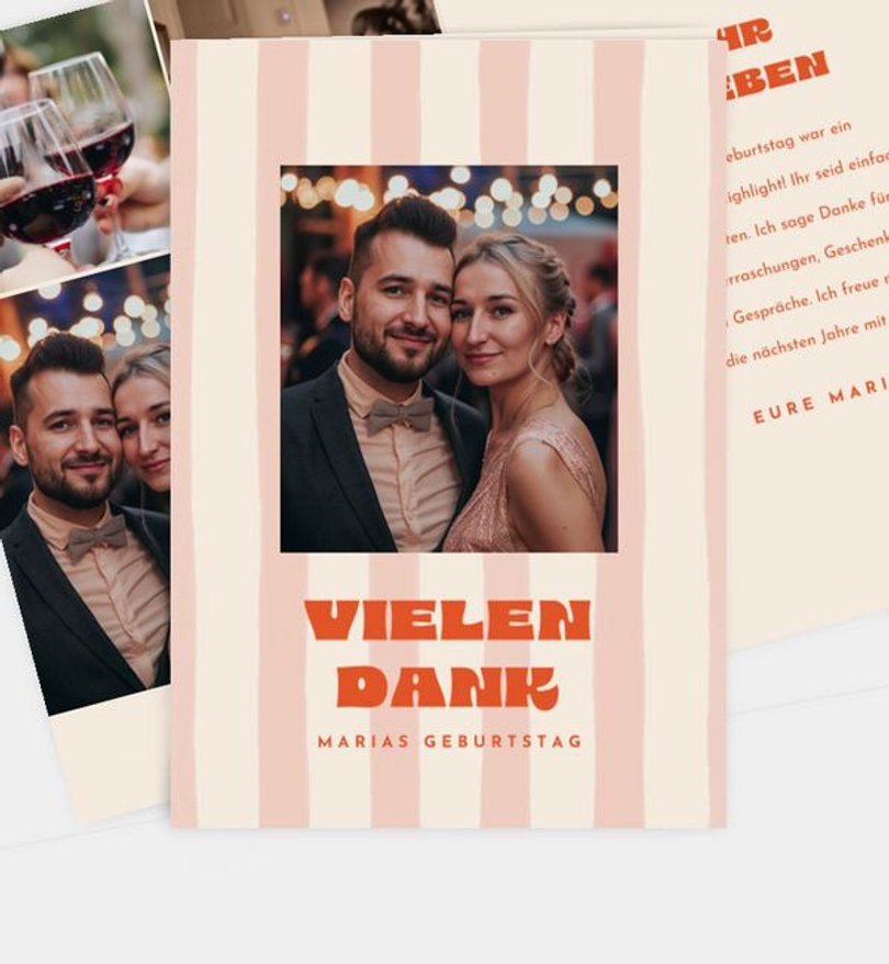 Dankeskarte Geburtstag Modern Stripes
