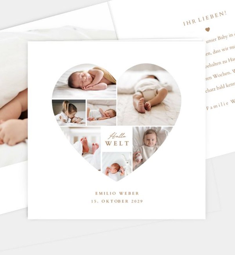 Geburtsanzeige Geburt Baby Heart