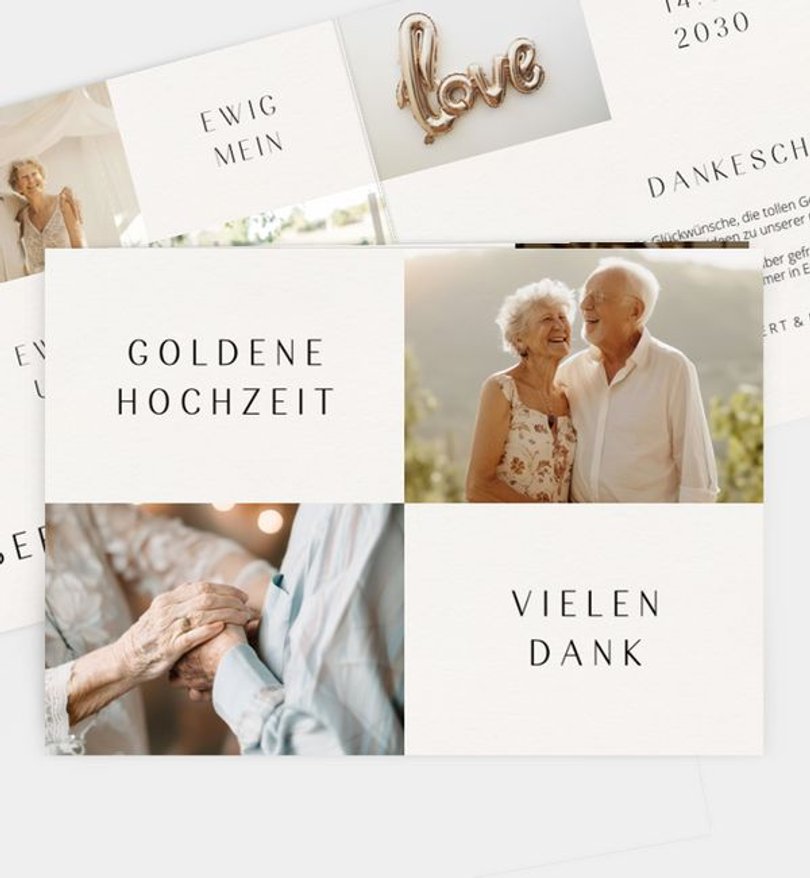 Dankeskarte Goldene-Hochzeit Simple Love