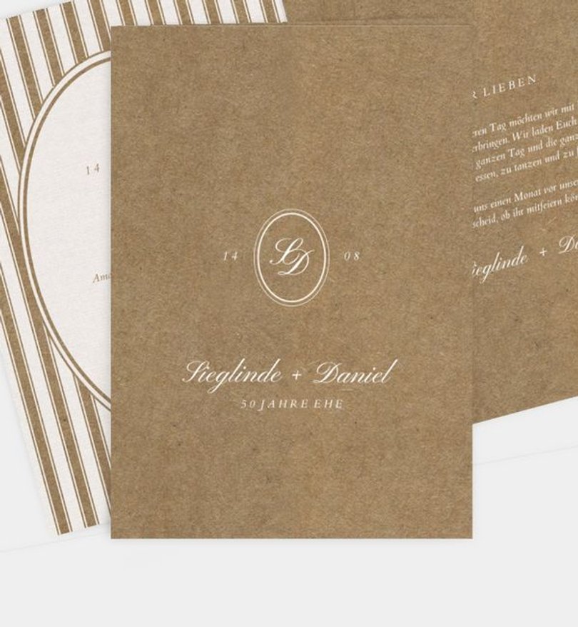 Einladungskarte Goldene-Hochzeit Elegant Bordeaux · Vintage