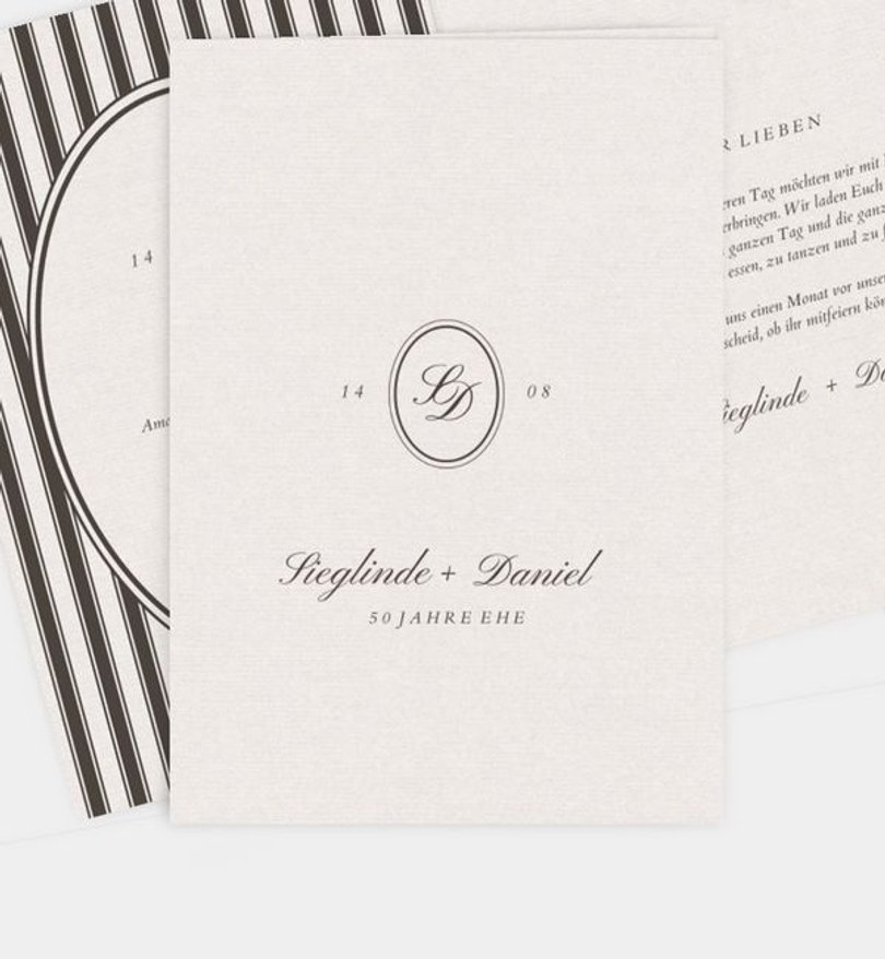 Einladungskarte Goldene-Hochzeit Elegant Bordeaux