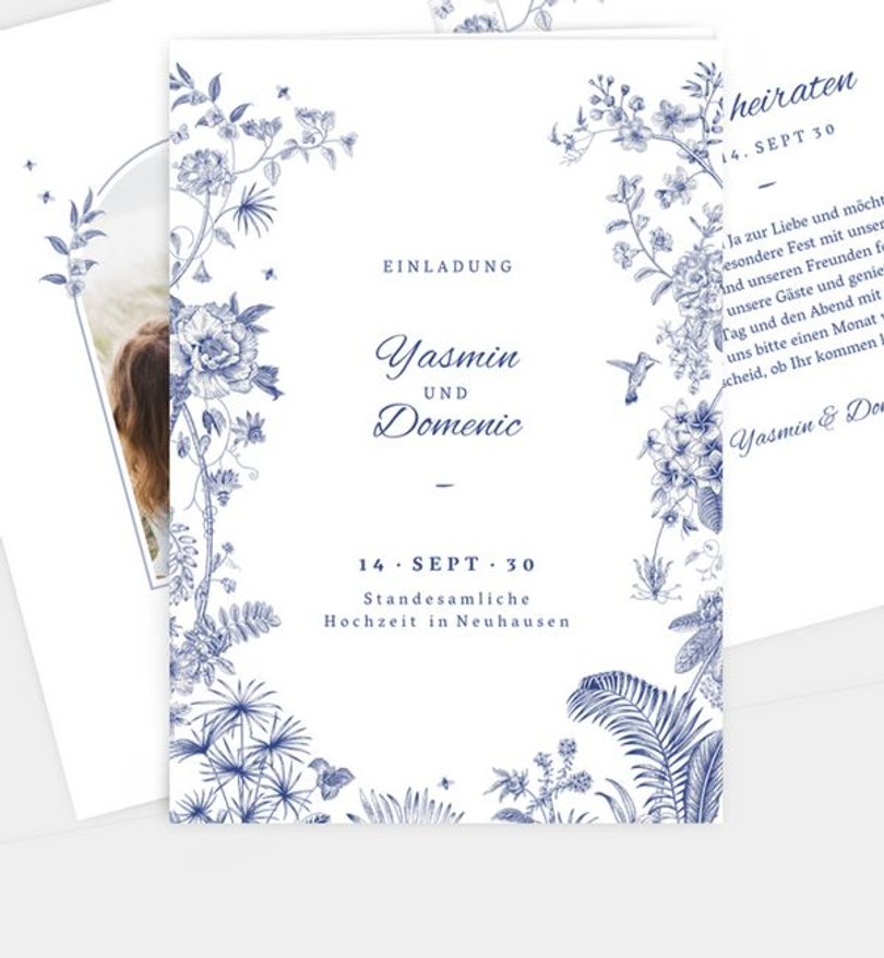 Einladung Standesamt Hochzeit Classic Blue