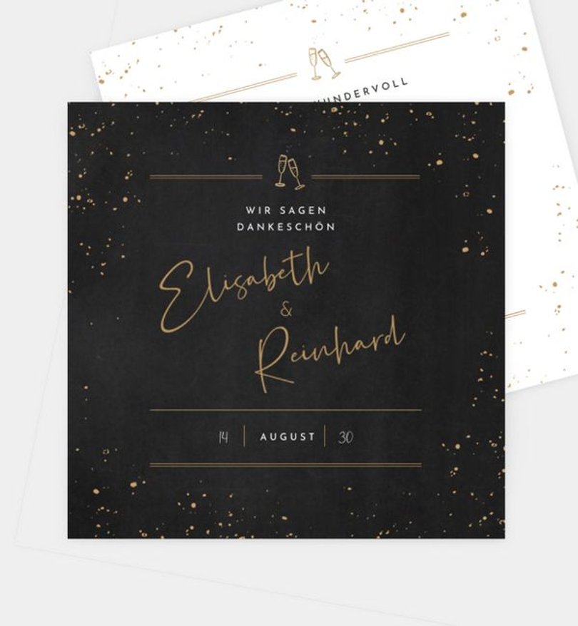Dankeskarte Goldene-Hochzeit Goldene Ära