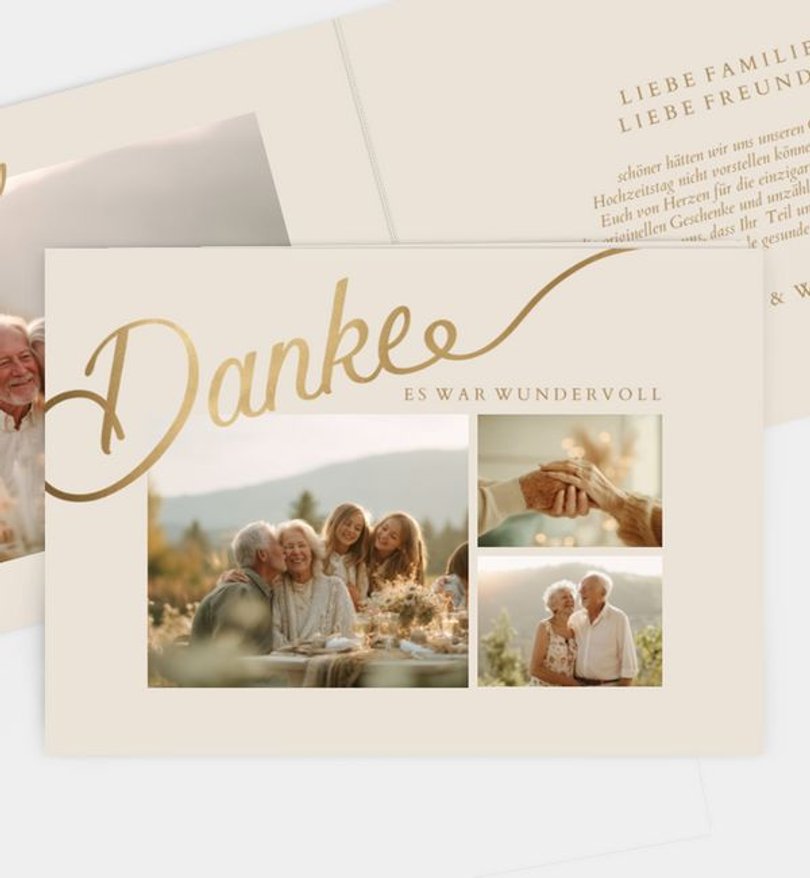 Dankeskarte Goldene-Hochzeit Goldene Hochzeit