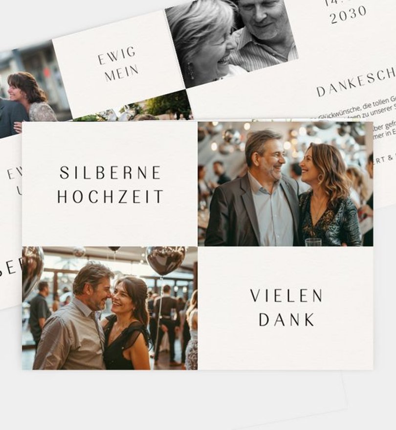 Dankeskarte Silberhochzeit Simple Love