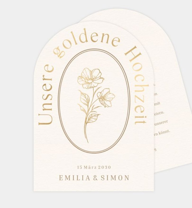 Einladungskarte Goldene-Hochzeit Vintage Flower