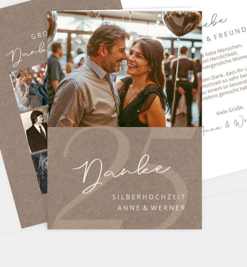 Dankeskarte Silberhochzeit Elegant Anniversary
