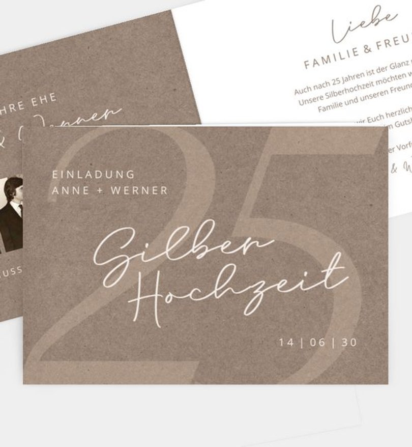 Einladungskarte Silberhochzeit Elegant Anniversary