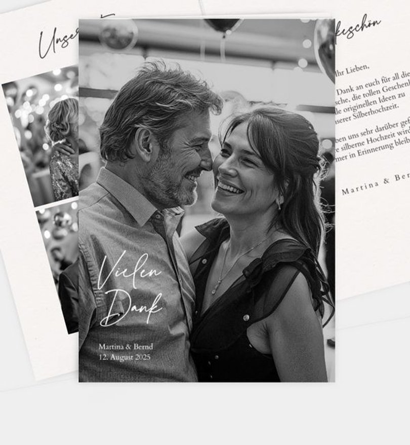 Dankeskarte Silberhochzeit Retrofoto