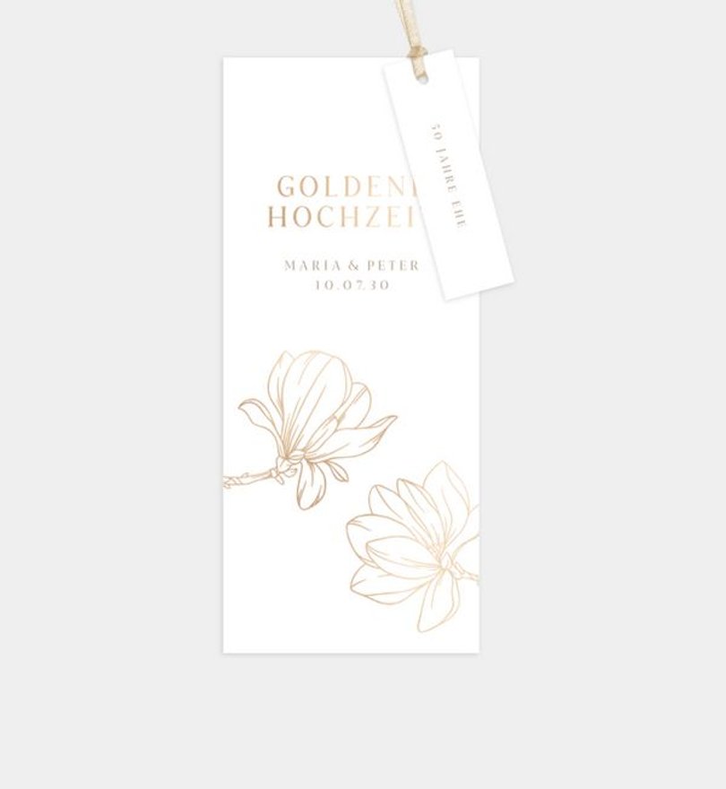Einladungskarte Goldene-Hochzeit Golden Flower