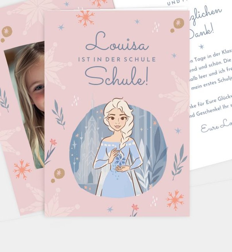 Dankeskarte Einschulung Frozen · Believe In The Journey