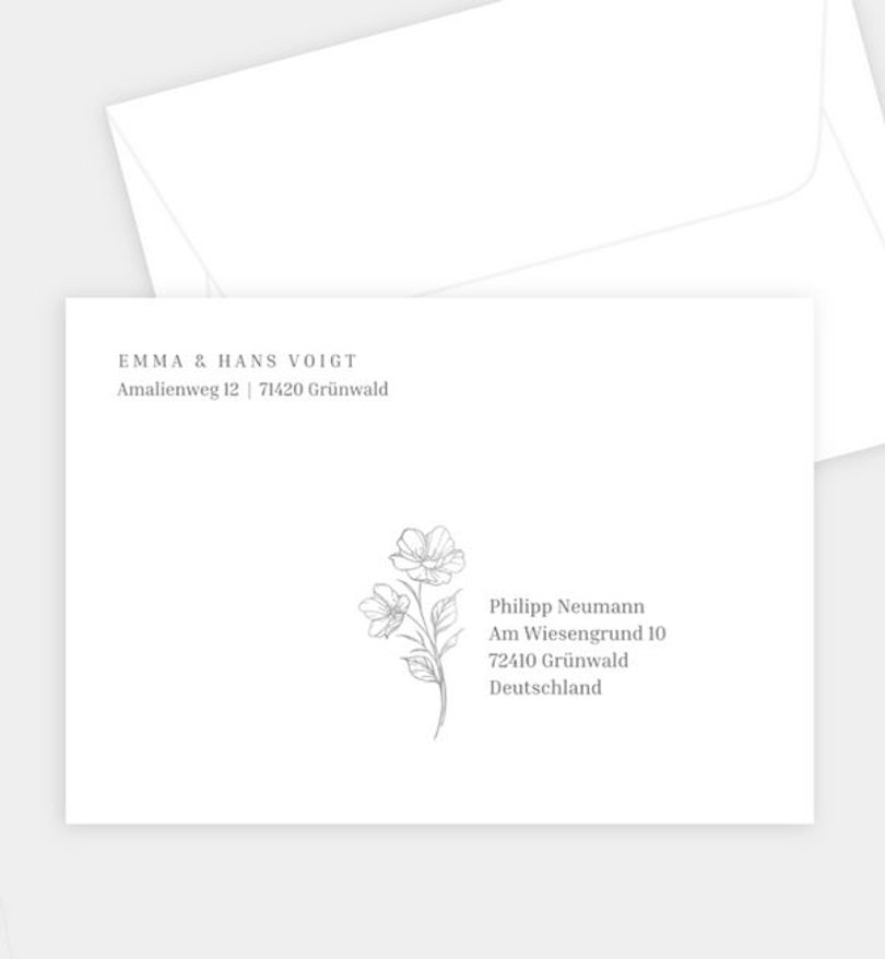Briefumschlag Silberhochzeit Vintage Flower