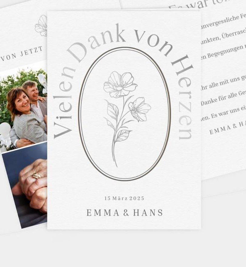 Dankeskarte Silberhochzeit Vintage Flower