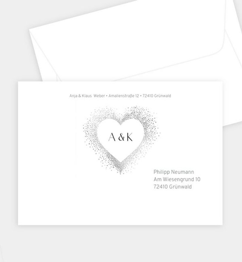 Briefumschlag Silberhochzeit Sparkly Heart