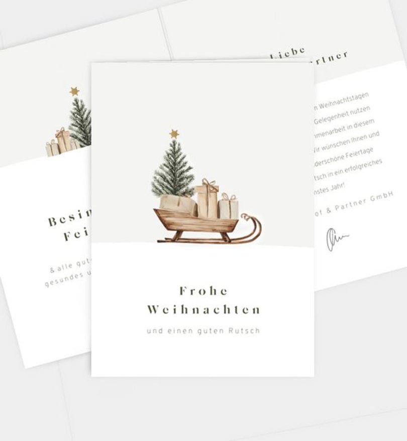 Weihnachtskarte Weihnachten/Geschäftlich Nostalgic Sleigh