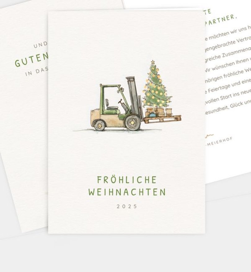 Weihnachtskarte Weihnachten/Geschäftlich Gabelstapler