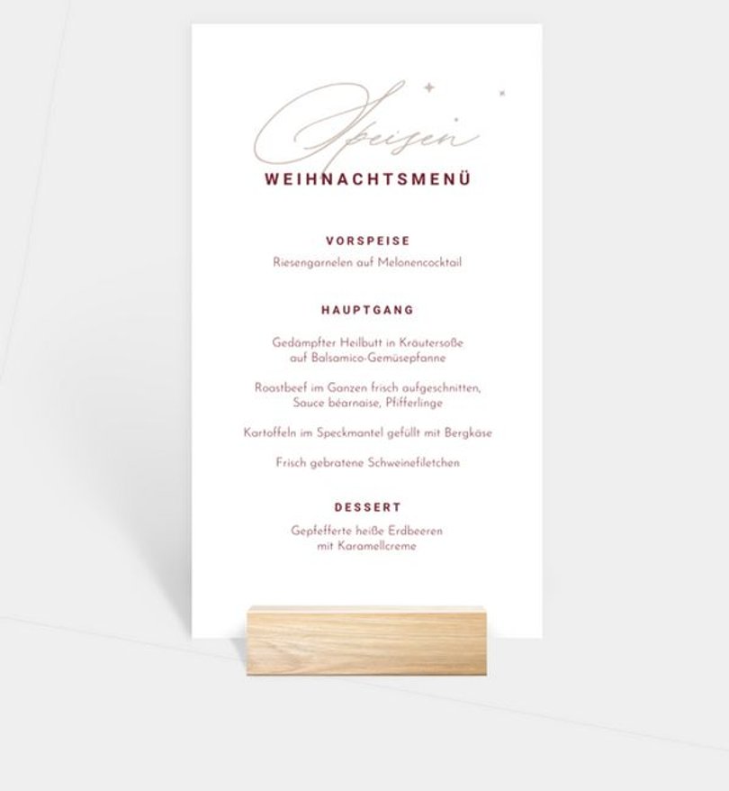 Menükarte Weihnachten Funkelnder Wunsch